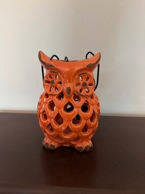 Orange owl votive holder
